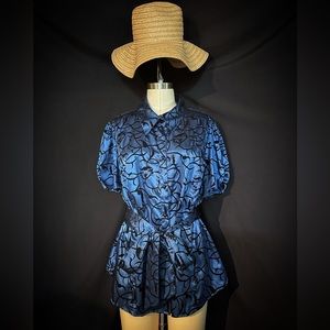 Lane Bryant shirt. Blue with black velvet detail. XL 18/20 sizing